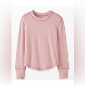 Hanna Andersson Blush Pink Ribbed Long Sleeve Active Top, Sz 140cm (10) NEW